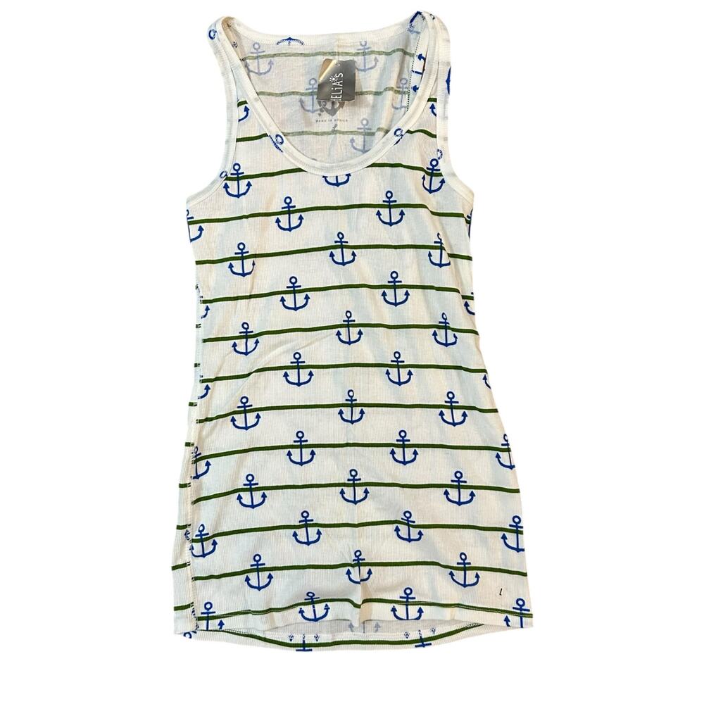 Y2K Delias Tank Top Womens Large Ribbed Anchors Nautical Delta Gamma Layering